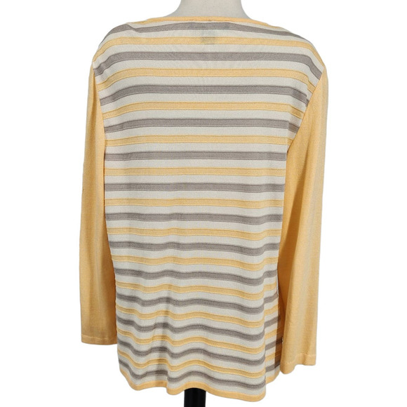 St John Wool Blend Stripe Cardigan Sweater Womens Size Large - Picture 4 of 7